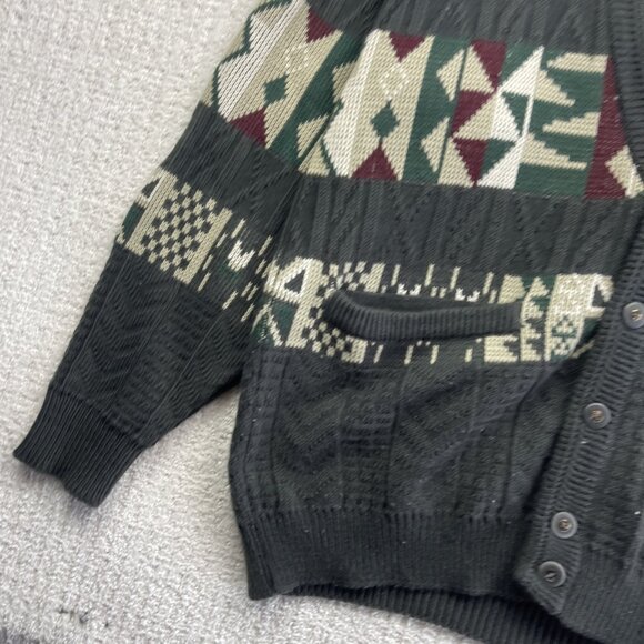 VTG Functionals Cardigan Grandpa Sweater Men XL Colorful Aztec Knit Wool Blend - Picture 2 of 14